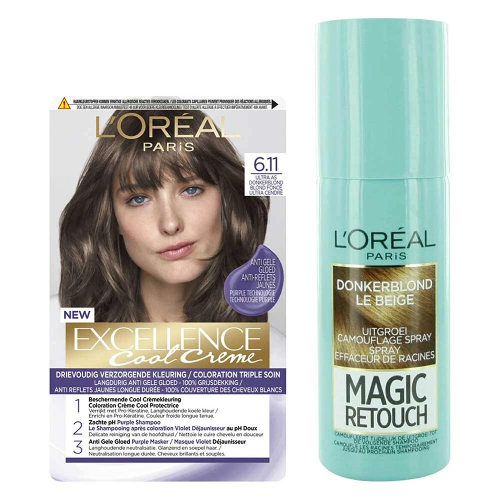 L'Oreal Lu0027Oréal Cool Cream - Donkerblond + Uitgroeispray Pakket 1 L'Oreal Lu0027Oréal Cool Cream - Donkerblond + Uitgroeispray Pakket