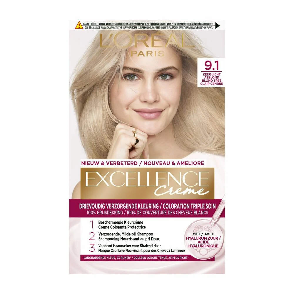 L'Oreal Lu0027Oréal Excellence Creme 9.1 Zeer Licht Asblond 1 L'Oreal Lu0027Oréal Excellence Creme 9.1 Zeer Licht Asblond