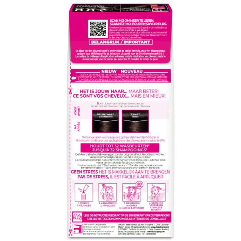 L'Oreal Lu0027Oréal Casting Crème Gloss Haarkleuring 200 Intens Zwart - Midnight Chocolate 2 L'Oreal Lu0027Oréal Casting Crème Gloss Haarkleuring 200 Intens Zwart - Midnight Chocolate - Afbeelding 2
